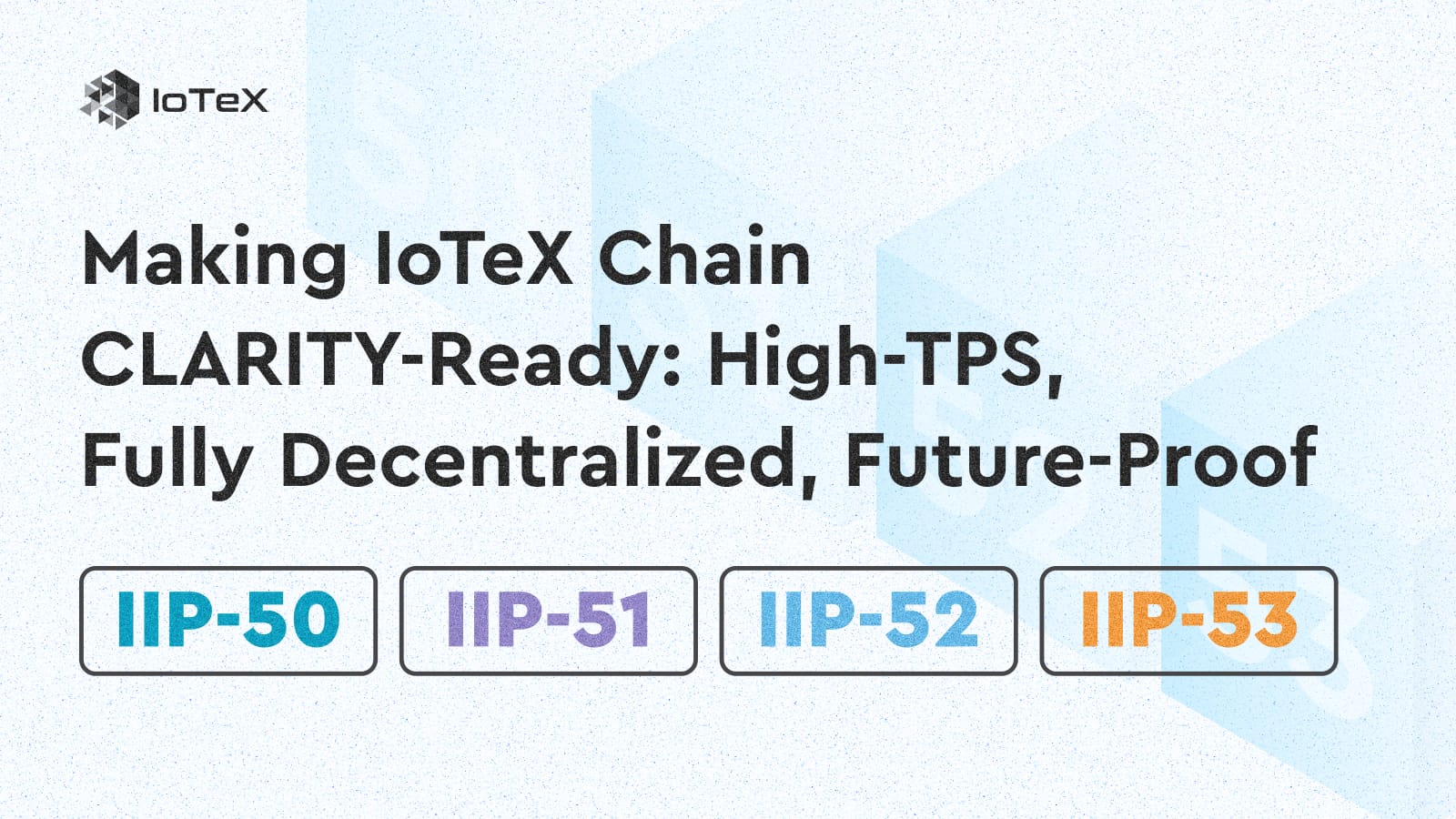 Making IoTeX Chain CLARITY-Ready: High-TPS, Fully Decentralized, Future-Proof